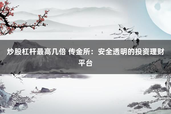 炒股杠杆最高几倍 传金所：安全透明的投资理财平台