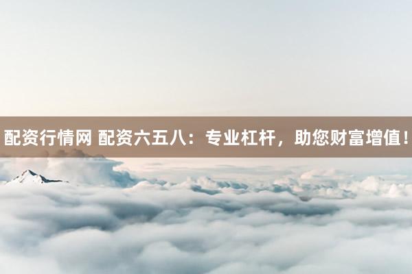 配资行情网 配资六五八：专业杠杆，助您财富增值！