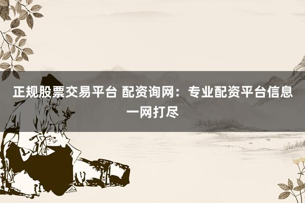 正规股票交易平台 配资询网：专业配资平台信息一网打尽