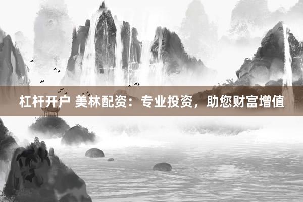 杠杆开户 美林配资：专业投资，助您财富增值
