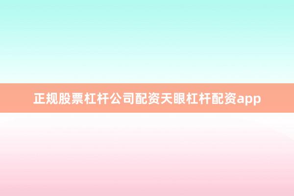 正规股票杠杆公司配资天眼杠杆配资app