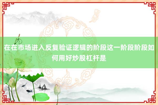 在在市场进入反复验证逻辑的阶段这一阶段阶段如何用好炒股杠杆是