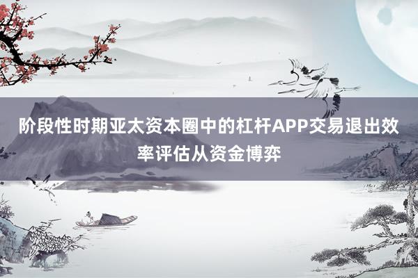 阶段性时期亚太资本圈中的杠杆APP交易退出效率评估从资金博弈