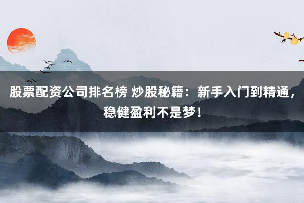 股票配资公司排名榜 炒股秘籍：新手入门到精通，稳健盈利不是梦！