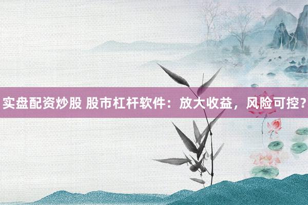 实盘配资炒股 股市杠杆软件：放大收益，风险可控？