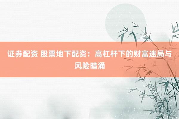 证券配资 股票地下配资：高杠杆下的财富迷局与风险暗涌