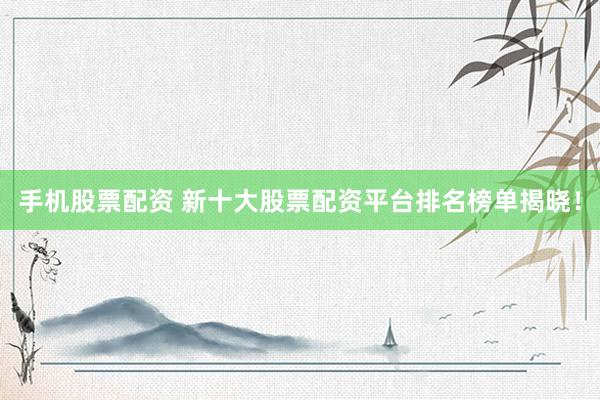 手机股票配资 新十大股票配资平台排名榜单揭晓！